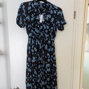 JCrew Cerise shirt-dress in blurry floral crepe de chine sz 2